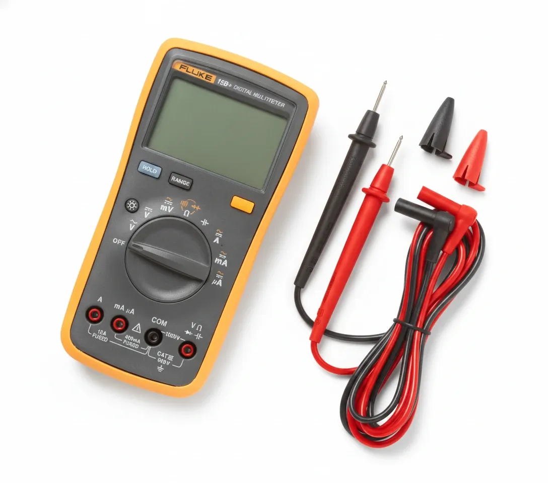CAT III multimeter being used to test a UK consumer unit distribution board